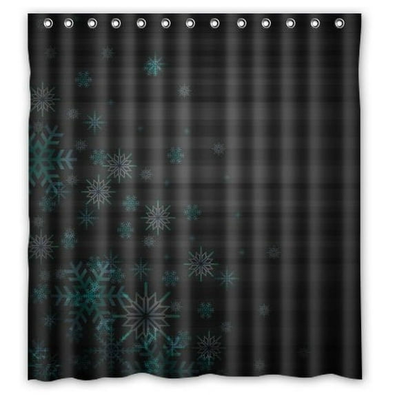 Libin Dark World With Elegant Cyan Snowflakes Shower Curtain Polyester Fabric Bathroom Decorative Curtain Size 66x72 Inches