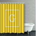 thumbnail image 1 of Libin Decors Pineapple Yellow White Framed Initial Monogram Bathroom Shower Curtain 66x72 inches, 1 of 3