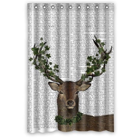Libin Deer with Trees Shower Curtain Polyester Fabric Bathroom Decorative Curtain Size 48x72 Inches