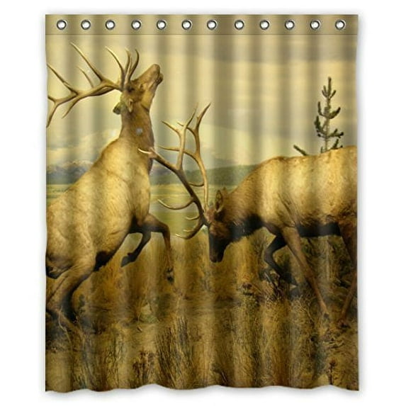 Libin Delightful Animal World Wildlife Run Freely The Elk Herds In The Moose Shower Curtain Polyester Fabric Bathroom Decorative Curtain Size 60x72 Inches