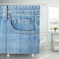 thumbnail image 1 of Libin Denim Blue Rivet Pocket on Jeans Canvas Garment Material Shower Curtain 66x72 inch, 1 of 3