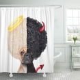 thumbnail image 1 of Libin Devil and Angel Fawn French Bulldog Dogs Half Face Shower Curtain 66x72 inch, 1 of 3