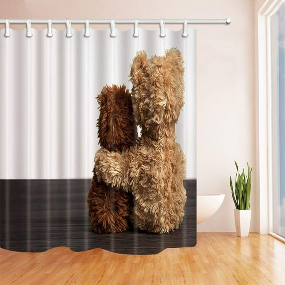 Libin Doll Decor Bears Dolls Sit together for Friends Polyester Fabric Bathroom Shower Curtain 66x72 inches