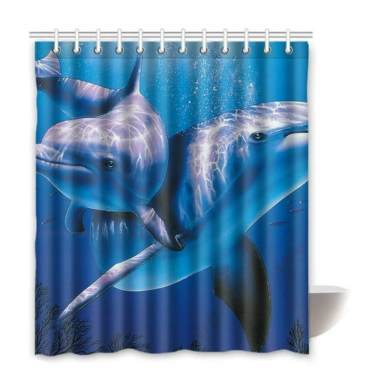 Libin Dolphin Waterproof Polyester Bathroom Shower Curtain 60x72 Inches