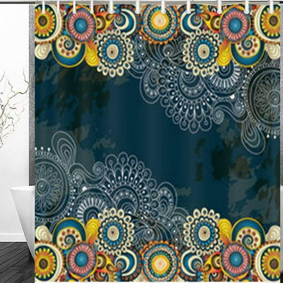 Libin Doodle Floral Textures Pattern Shower Curtain 60x72 Inches