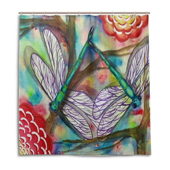 Libin Dragonfly Coloured Drawing Shower Curtain Waterproof Bathroom Shower Curtain 60x72 inches