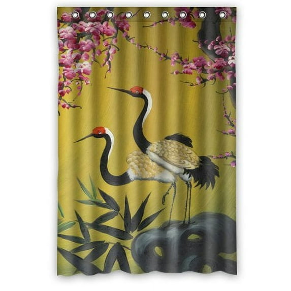 Libin Draw Of The Crane Waterproof Bathroom Fabric Shower Curtain 48x72 inches