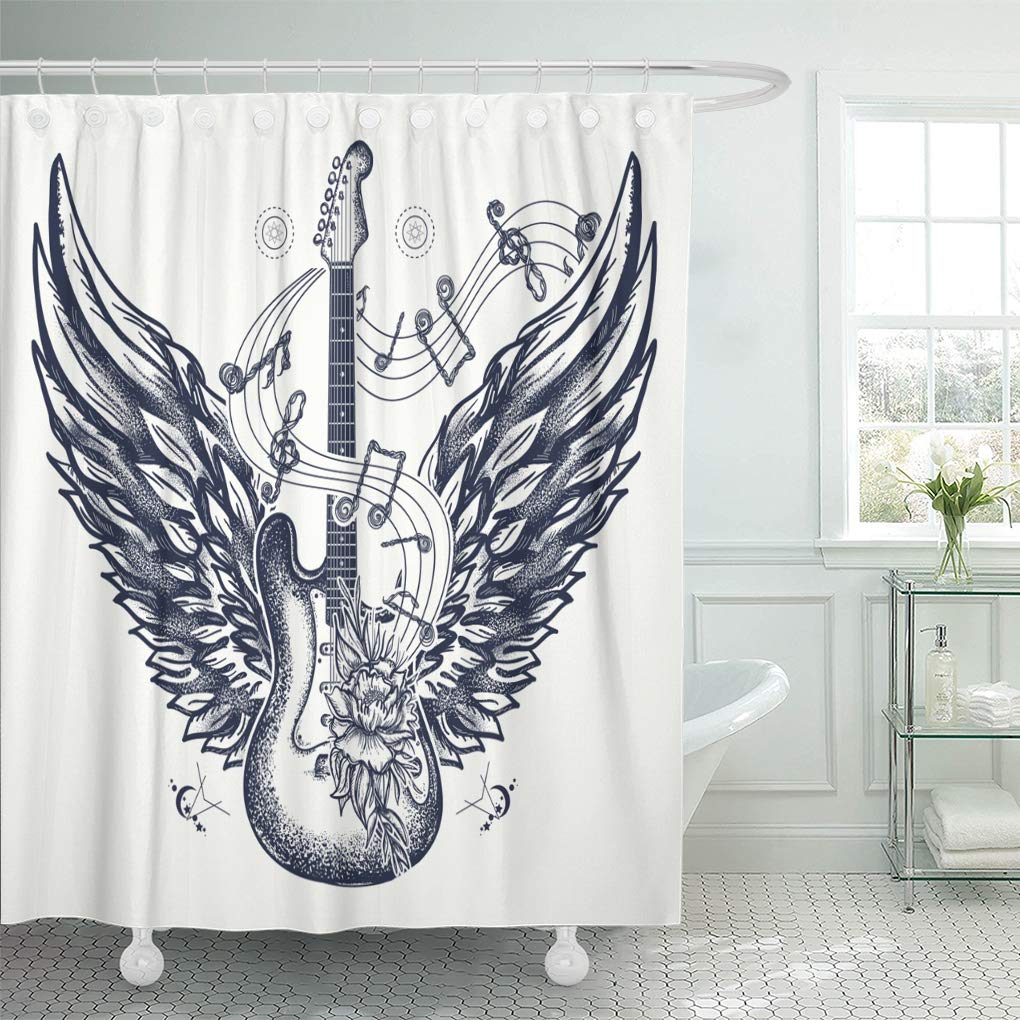 Libin Electric Guitar Roses Angel Wings and Music Notes Rock Roll