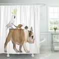 thumbnail image 1 of Libin English Bulldog Puppy Months Old Carrying Toucan Chameleon Rat Shower Curtain 60x72 inch, 1 of 3