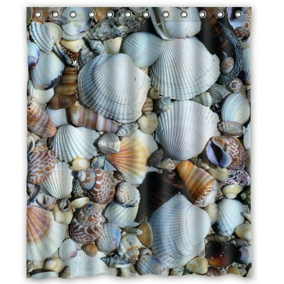 Libin Fabulous Storeable Seashellses Shower Curtain Polyester Fabric Bathroom Decorative Curtain Size 60x72 Inches