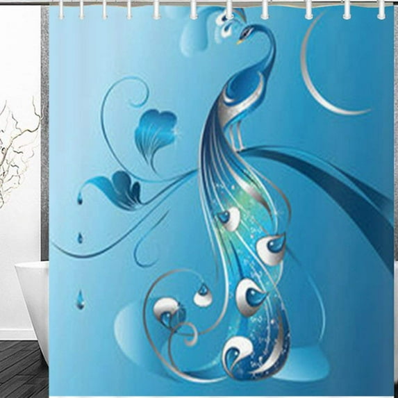 Libin Fantasy Peacock Shades Blue Animals Wildlife Shower Curtain 60x72 Inches