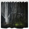 thumbnail image 1 of Libin Fantasy Witch Wooden Cabin In Cursed Forest Green Venom Game World Polyester Fabric Bathroom Shower Curtain 66x72 inches, 1 of 3