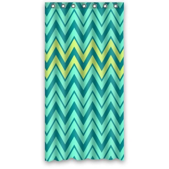 Libin Fashion Cool Cyan And Green Zigzag Chevron Shower Curtain Waterproof Polyester Fabric Bathroom Curtain 36x72 inch