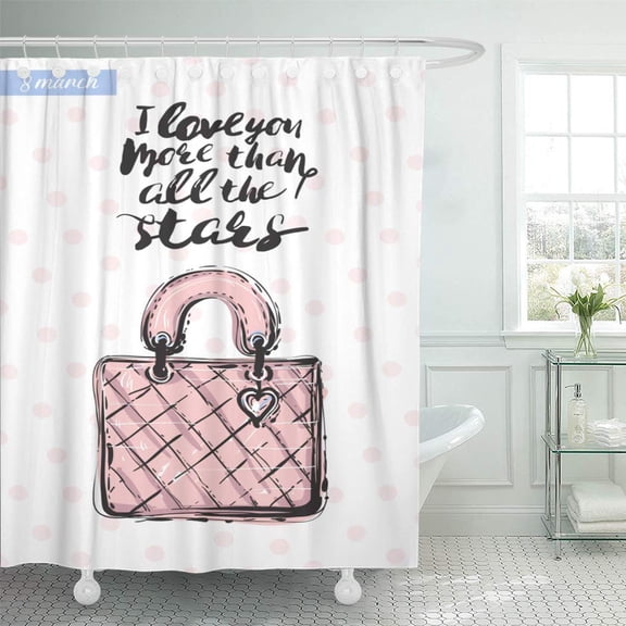 Libin Fashionable Handbag Motivational Text I Love You More Than Shower Curtain 66x72 inch