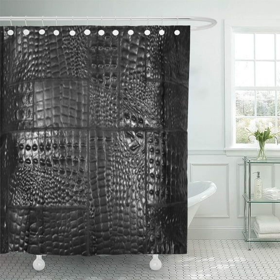 Libin Faux Alligator Black Look Southwest Exotic Rustic Shower Curtain 60x72 inch