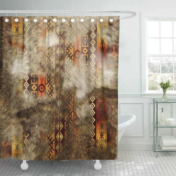 Libin Faux Distressed Cowhide and Western Look Southwest Shower Curtain 60x72 inch