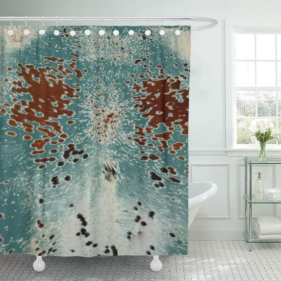Libin Faux Turquoise and Brown Cowhide Look Southwest Shower Curtain 66x72 inch