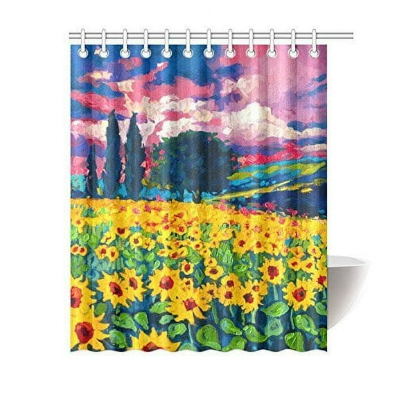 Libin Field With SunflowersShower Curtain Bathroom Decor 66x72 Inch