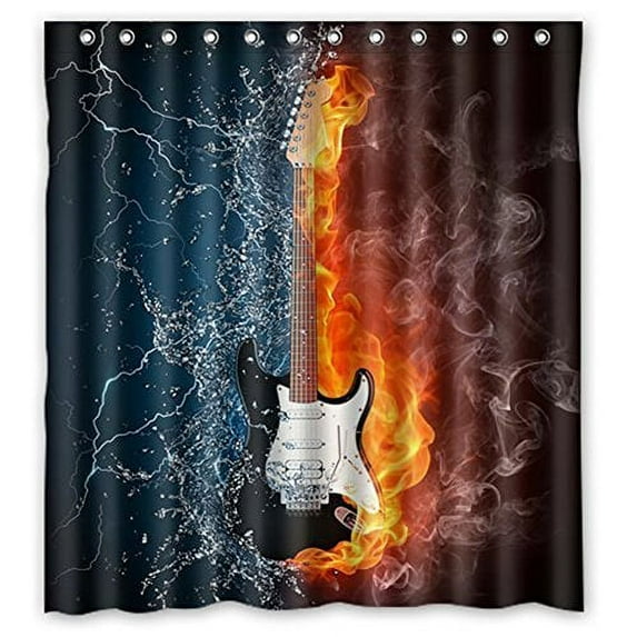 Libin Fire And Water Music Shower Curtain Polyester Fabric Bathroom Decorative Curtain Size 60x72 Inches