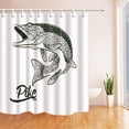 thumbnail image 1 of Libin Fish Illustration Decor Pike Jumping in White Polyester Fabric Bath Curtain, Bathroom Shower Curtain 66x72 inches, 1 of 3