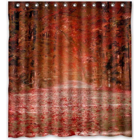 Libin Flaming Autumn Roads Shower Curtain Polyester Fabric Bathroom Decorative Curtain Size 66x72 Inches
