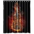 thumbnail image 1 of Libin Flaming Violin Shower Curtain Polyester Fabric Bathroom Decorative Curtain Size 60x72 Inches, 1 of 3