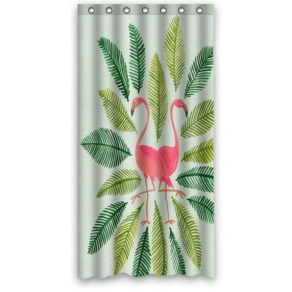 Libin Flamingos Shower Curtain Polyester Fabric Bathroom Decorative Curtain Size 36x72 Inches