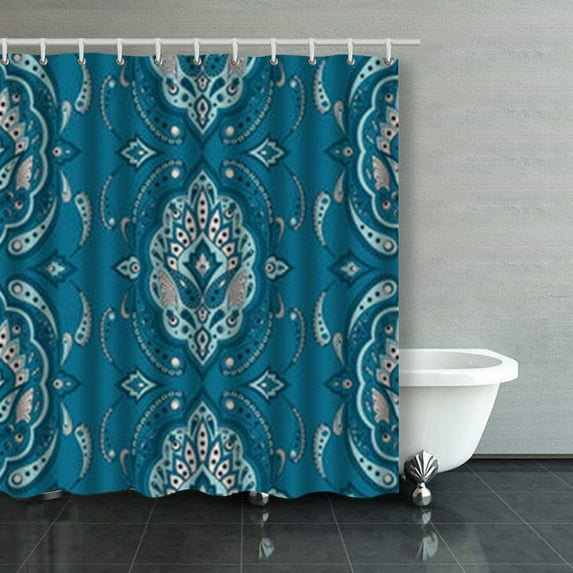 Libin Floral Paisley Pattern Seamless Moroccan Shower Curtains Bathroom Curtain 66x72 Inch