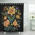 thumbnail image 1 of Libin Flower Folk Pattern Roses and Sunflower Embroidered Floral Bouquet Shower Curtain 60x72 inch, 1 of 3