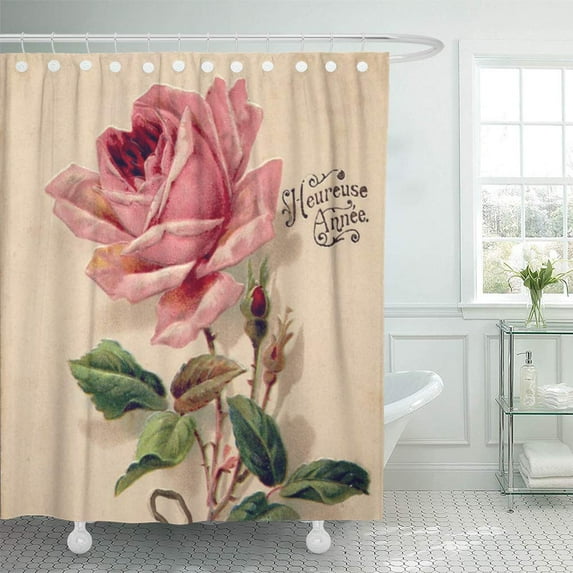 Libin Flower Pink Vintage Rose Floral Nature Girly Shower Curtain 60x72 inch