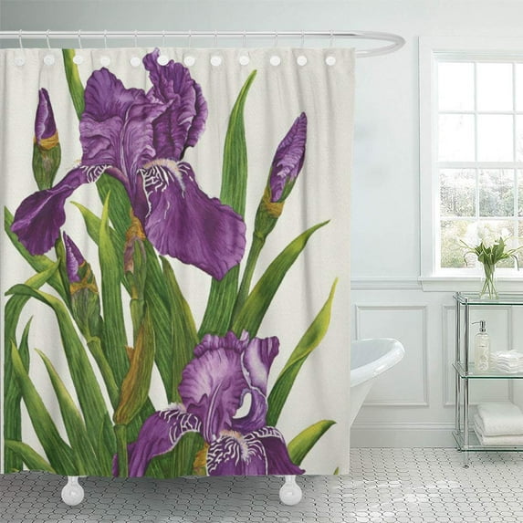 Libin Flowers Purple Iris Botanical Garden Gardener Gardening Shower Curtain 66x72 inch