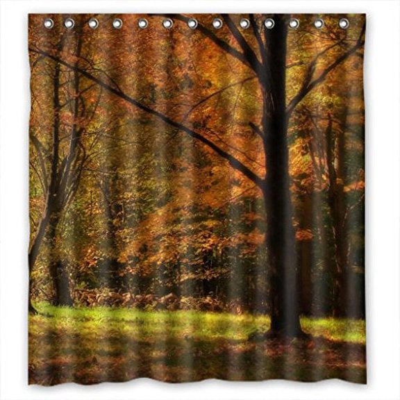 Libin Forest Autumn Scene Shower Curtain Polyester Fabric Bathroom Decorative Curtain Size 66x72 Inches