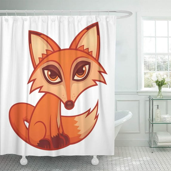 Libin Foxy Cartoon of Cute Little Red Fox Canine Mammal Shower Curtain 60x72 inch