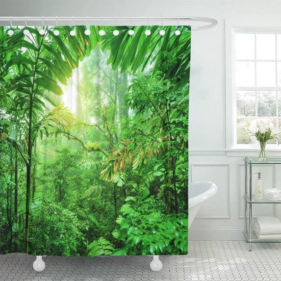 Libin Fresh Green Rainforest Summer Time National Park of Costa Rica Wonderful Wild Nature Central Shower Curtain 66x72 inch