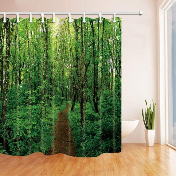Libin Fresh Rainforest Decor Mist Road in Tropical Forest Polyester Fabric Bathroom Shower Curtain 66x72 inches