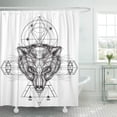 thumbnail image 1 of Libin Front View of Bear Head Doodle Geometric Line Shower Curtain 60x72 inch, 1 of 3