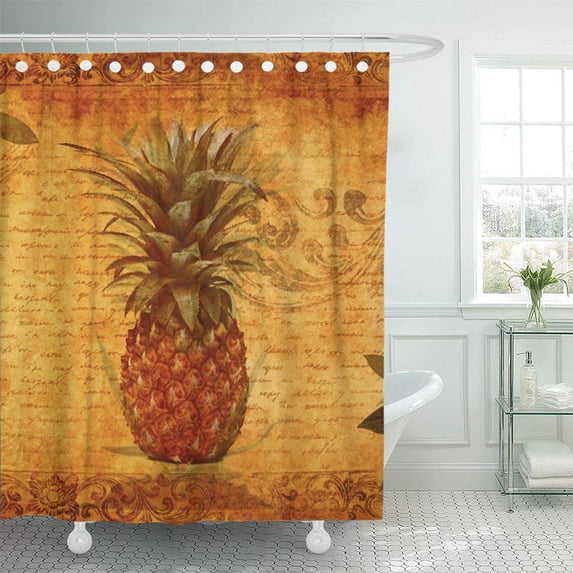 Libin Fruit and Vintage Pineapple Pattern Wedding Rustic Shower Curtain 66x72 inch