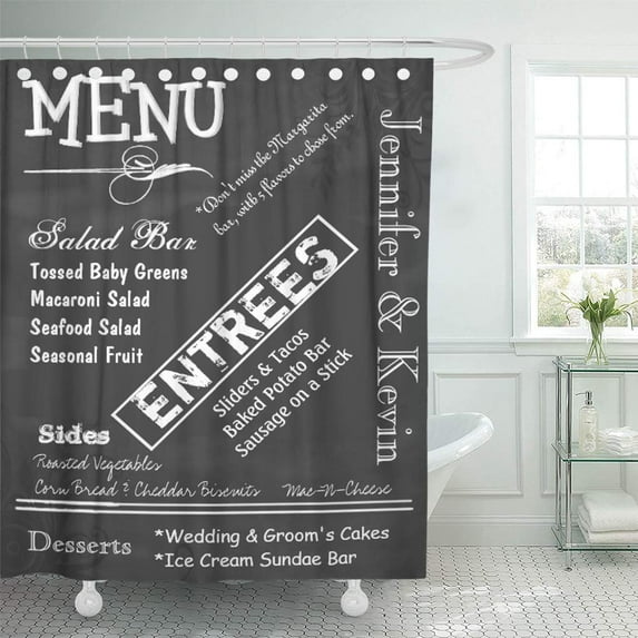 Libin Fun Vintage Chalkboard Look Wedding Blackboard Custom Reception Old Shower Curtain 60x72 inch