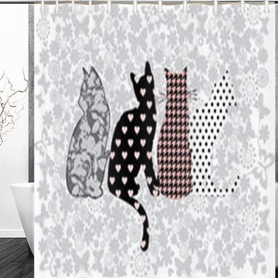 Libin Funny Cats Animals Wildlife Cat Painting Shower Curtain 60x72 Inches