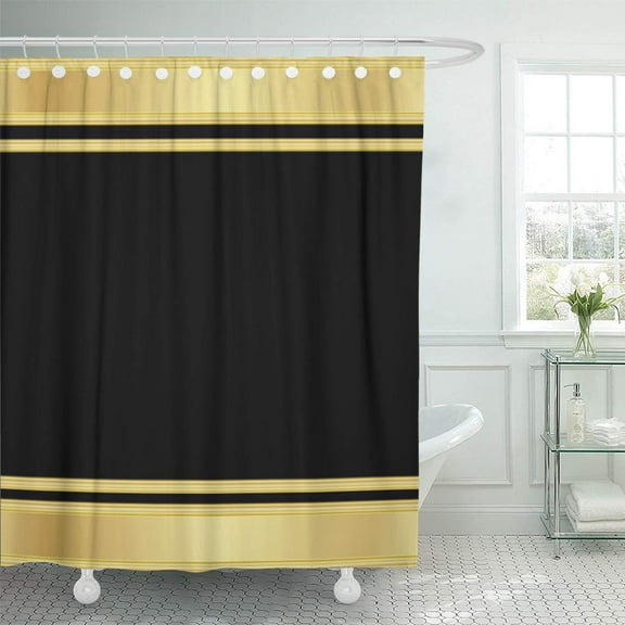 Libin Gallery Black and Gold Stripes Contemporary Unique Designer Styles Shower Curtain 66x72 inch
