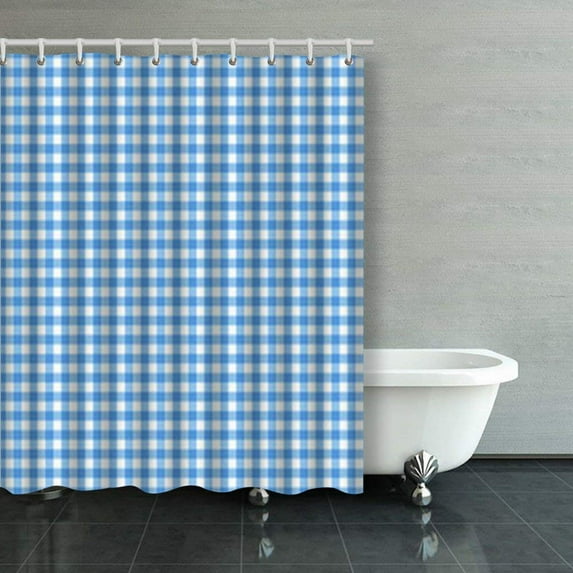 Libin Gingham Pattern Blue Shower Curtains Bathroom Curtain 60x72 Inch