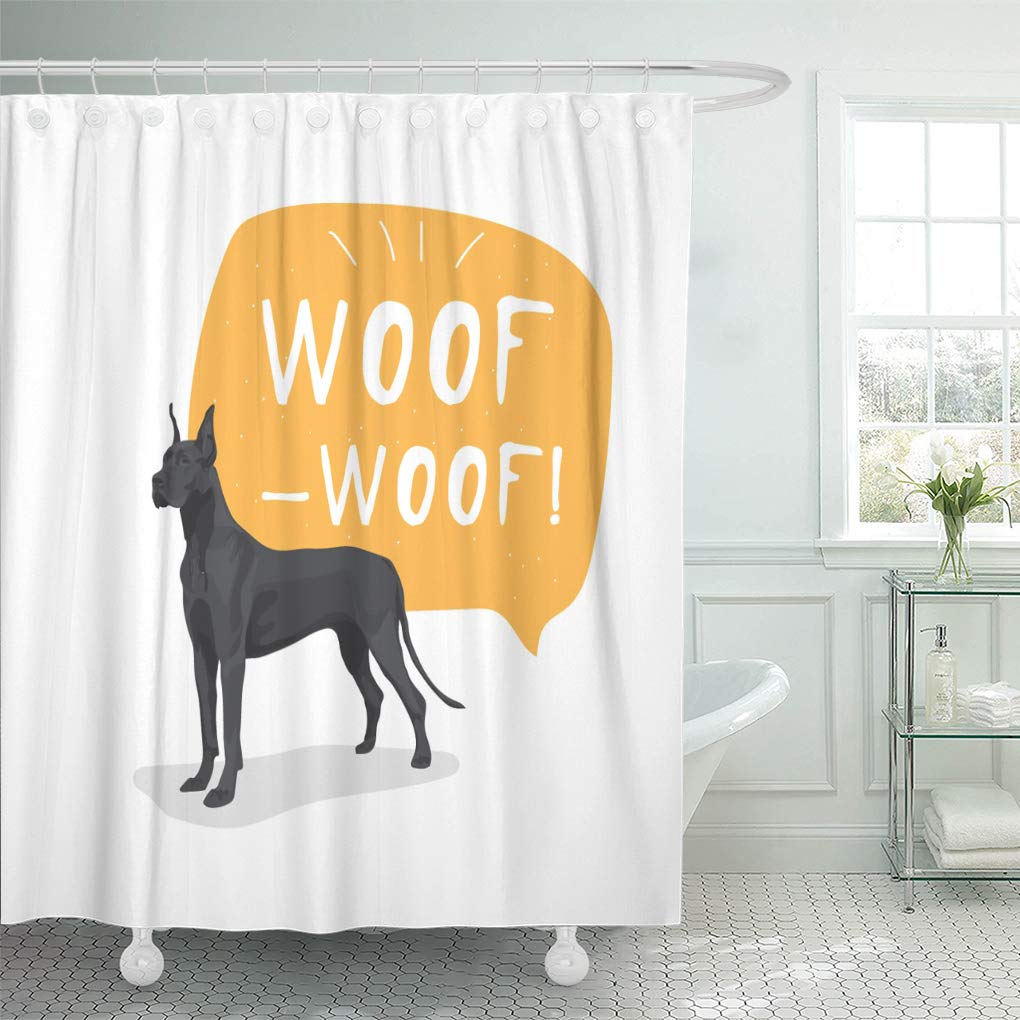 Libin Great Dane Dog Big Black Body Breed Canine Shower Curtain 60x72