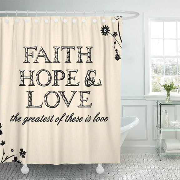 Libin Greatest Faith Hope Love These Inspirational Spiritual Biblical Wordart Shower Curtain 66x72 inch