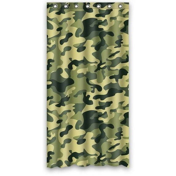 Libin Green Camo Shower Curtain Polyester Fabric Bathroom Decorative Curtain Size 36x72 Inches