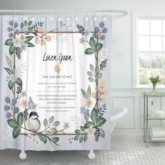 Libin Green Creeper Floral Cute Bird in Spring for Wedding Shower Curtain 66x72 inch