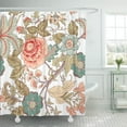 thumbnail image 1 of Libin Green Floral Vintage Flower Pattern Oriental Victorian Rose Renaissance Shower Curtain 66x72 inch, 1 of 3