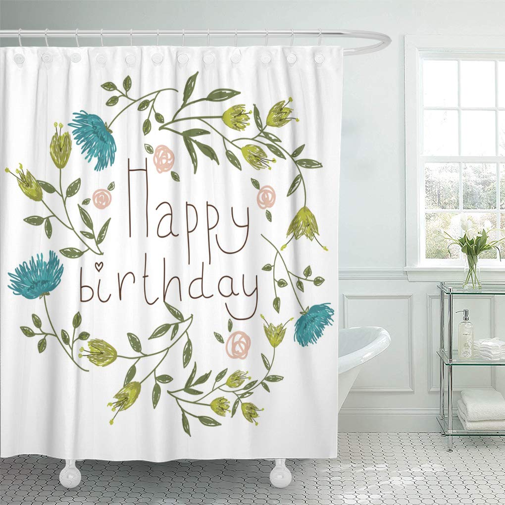 Birthday Pattern Print Bathroom Shower Curtain