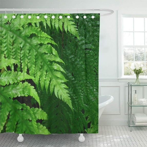 Libin Green Tropical Jungle Ferns Hawaii Botanical Rainforest Shower Curtain 60x72 inch