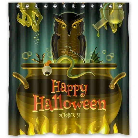 Libin Happy Halloween Night Shower Curtain Polyester Fabric Bathroom Decorative Curtain Size 66x72 Inches