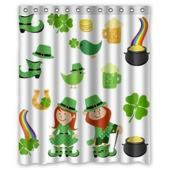 Libin Happy St. Patricks Day Shower Curtain Polyester Fabric Bathroom Decorative Curtain Size 60x72 Inches